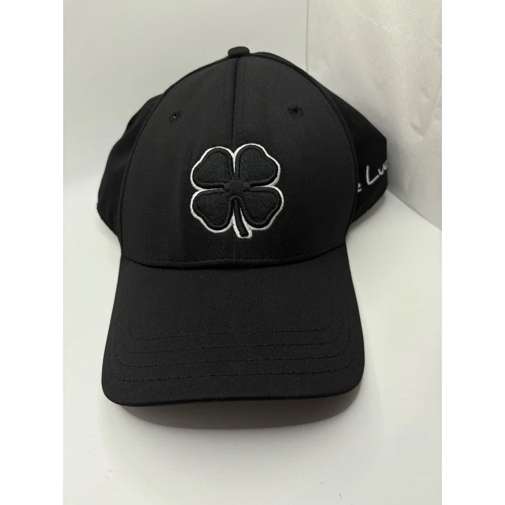Black Clover Live Lucky Adjustable Baseball Cap Hat Black Embroidered Logo Mens